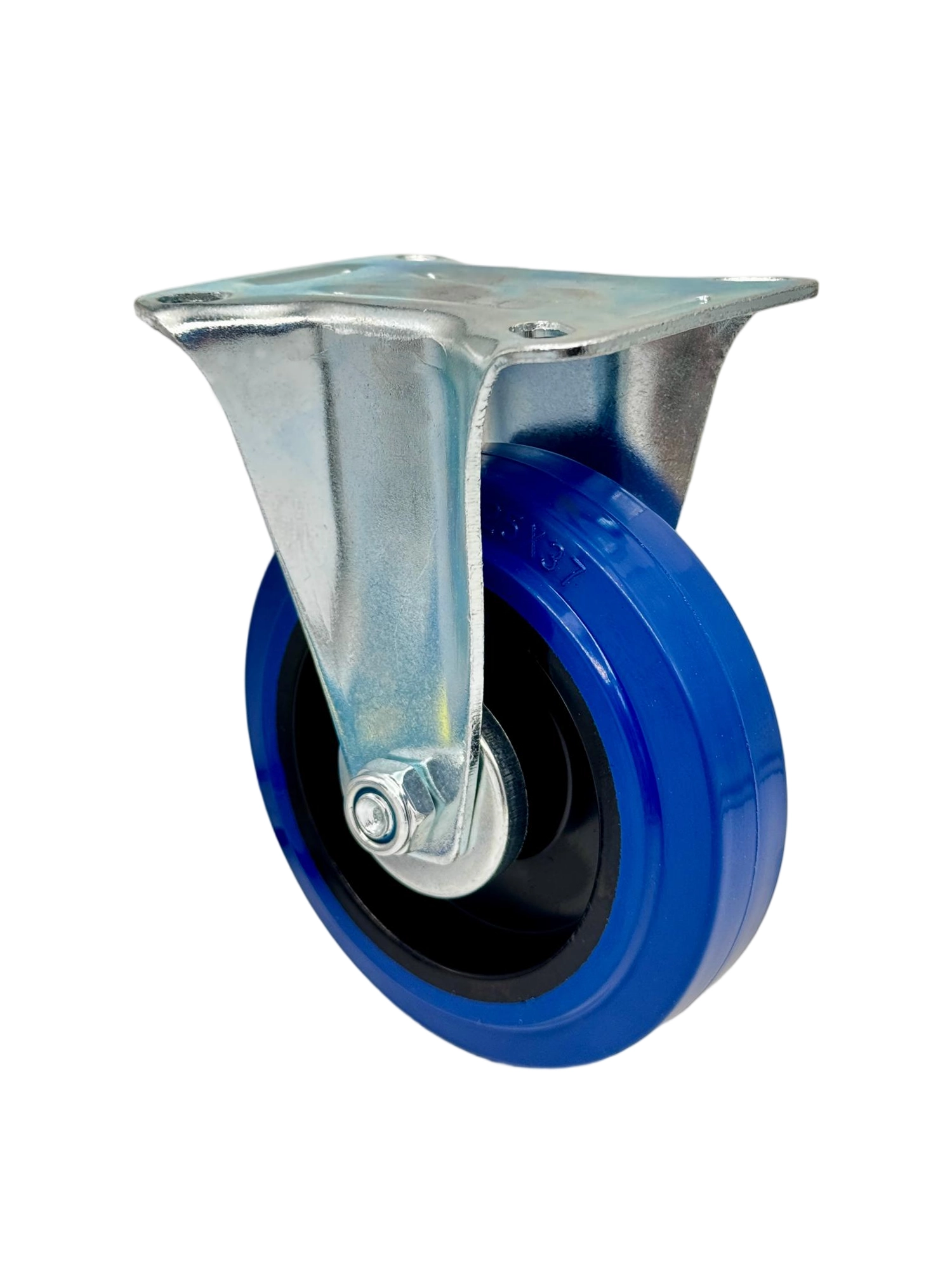 FRCL 55 - Промышленное усиленное колесо синяя резина 125 мм (площ., неповор.,  роликоподш.)