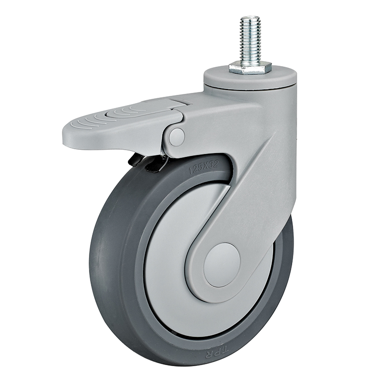 IMtgb 55(12) - Аппаратное колесо из термопластичной резины 125 мм(болт М12, торм, шарикоп, г/п100кг)